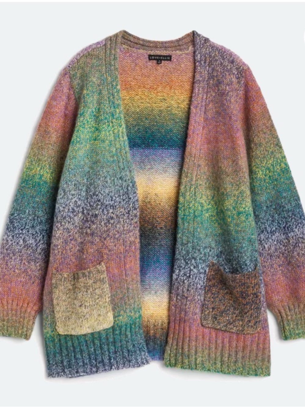 Love+Ellie Multicolor Ombre Open-Front Cardigan